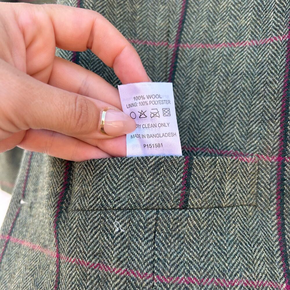 Samuel Windsor Suit Set Jacket Waistcoat Vest Wool Green Plaid 48R - Picture 12 of 12
